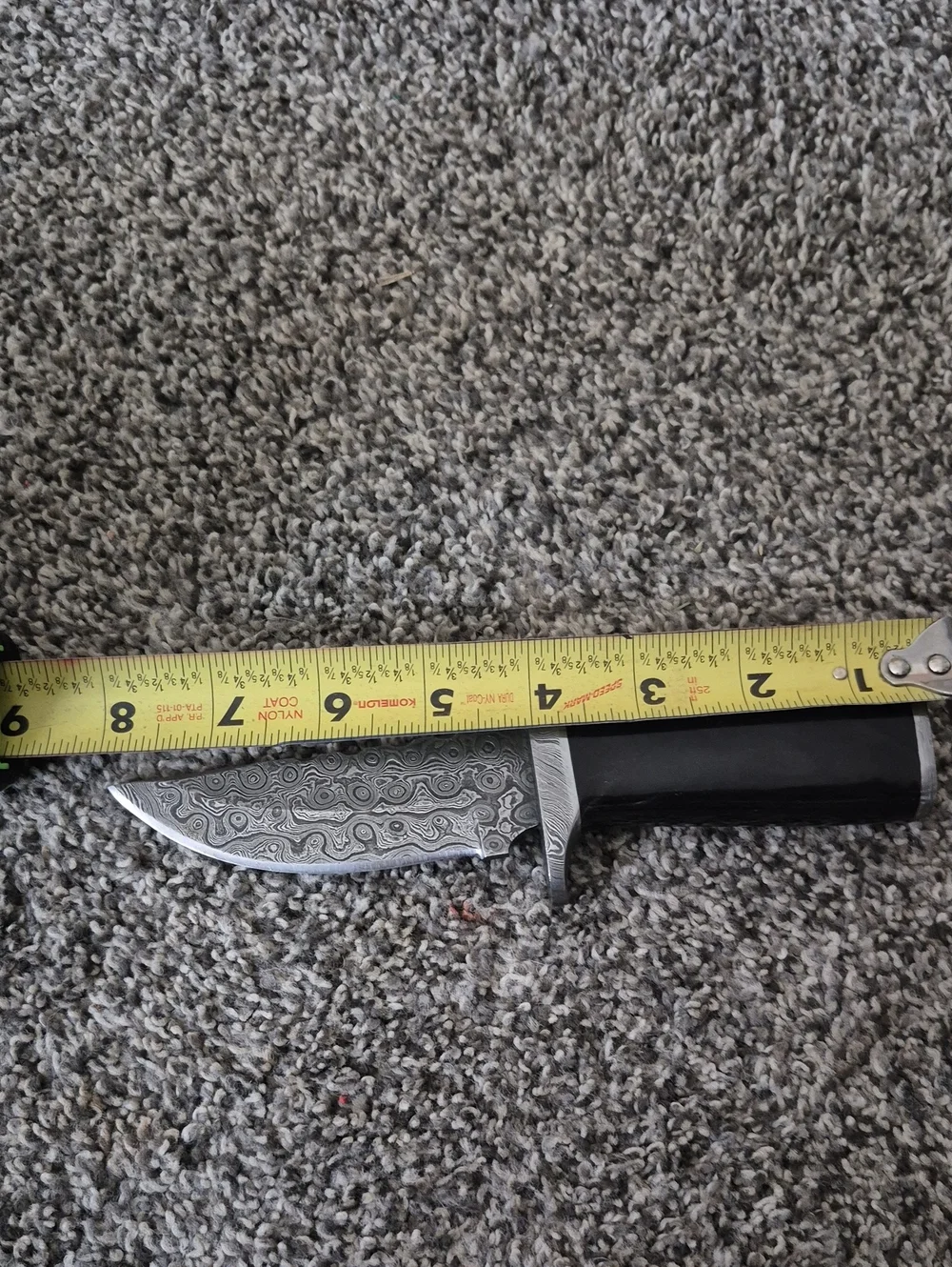 Black Handle Damascus Steel Fixed Blade Knife